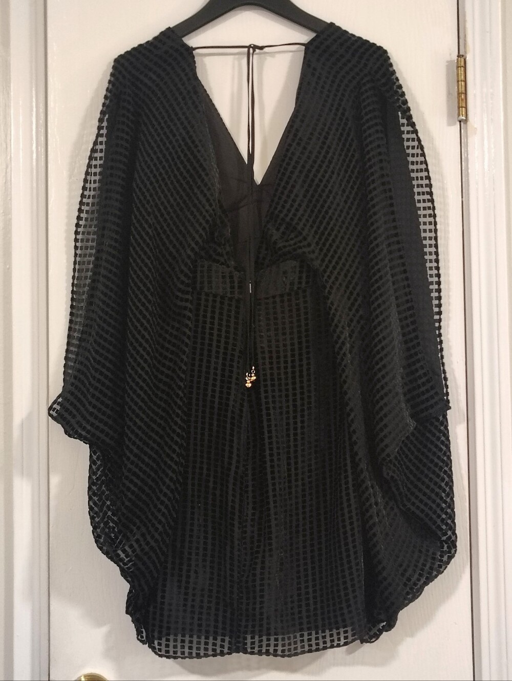 Trina Turk Silk Blend Black Velvet Burnout V-Neck Dress Women's 10 Whimsygoth - Picture 3 of 12